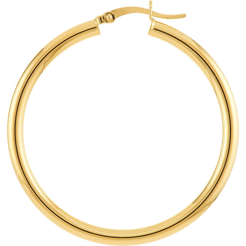Olas d'Oro - 10K Yellow Gold Polished 40mm Hoop Earrings