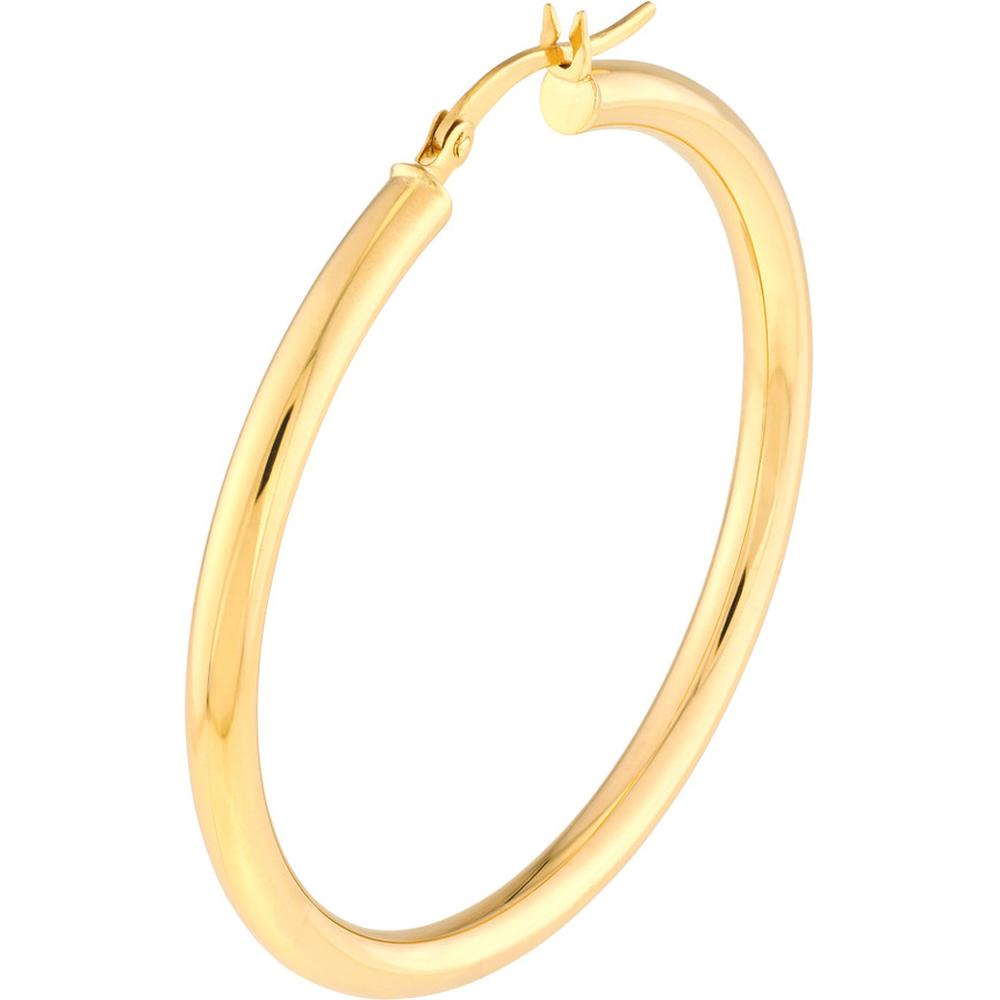 Olas d'Oro - 10K Yellow Gold Polished 40mm Hoop Earrings
