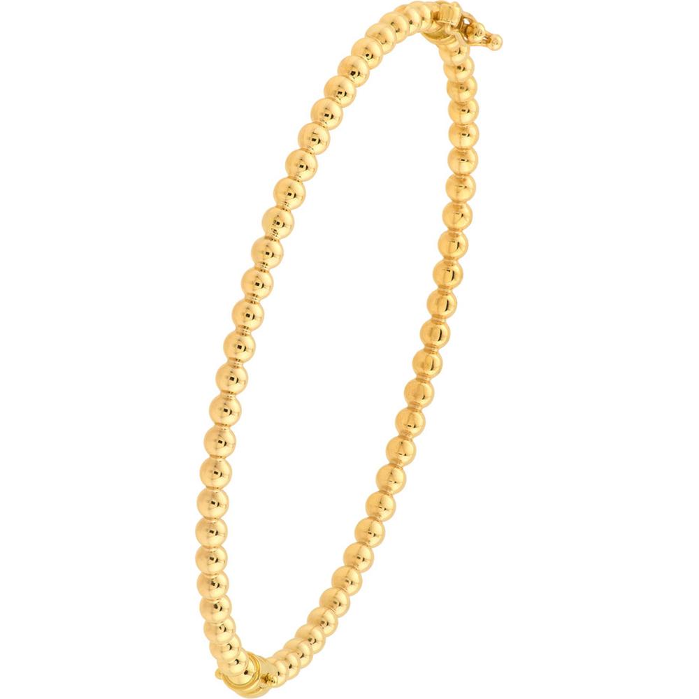 Olas d'Oro - 10K Yellow Gold Polished Ball Bangle Bracelet - 5.90g