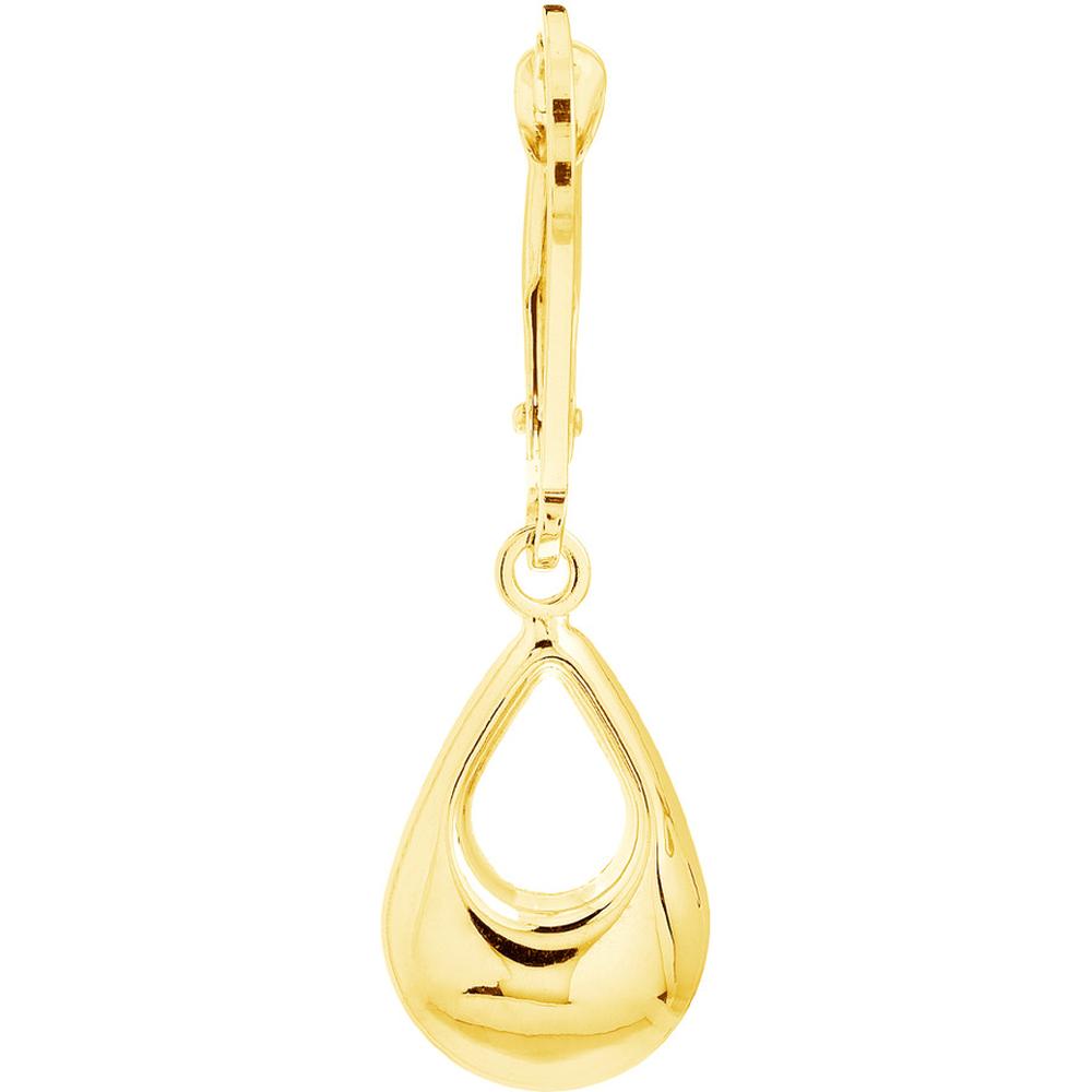 Olas d'Oro - 10K Yellow Gold Puffy Teardrop Dangle Earrings with Leverback Closure