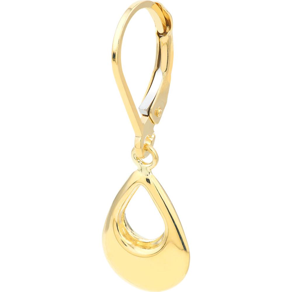 Olas d'Oro - 10K Yellow Gold Puffy Teardrop Dangle Earrings with Leverback Closure