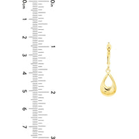 Olas d'Oro - 10K Yellow Gold Puffy Teardrop Dangle Earrings with Leverback Closure