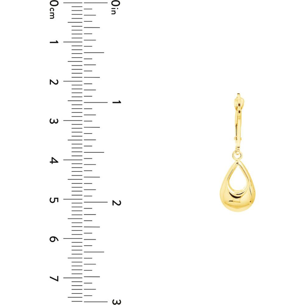 Olas d'Oro - 10K Yellow Gold Puffy Teardrop Dangle Earrings with Leverback Closure