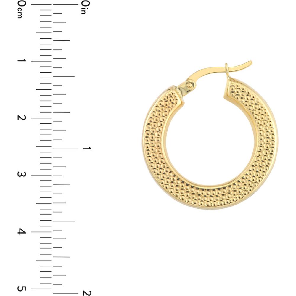 Olas d'Oro - 10K Yellow Gold Side Dotted Design Round Hoop Earrings - 2.90 Grams