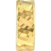 Olas d'Oro - 10K Yellow Gold Square Diamond Cut Design Round Hoop Earrings