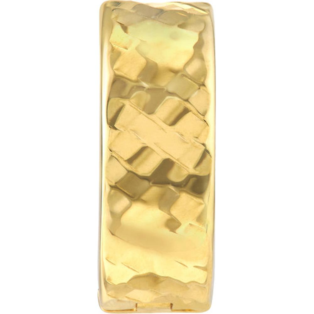 Olas d'Oro - 10K Yellow Gold Square Diamond Cut Design Round Hoop Earrings