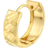 Olas d'Oro - 10K Yellow Gold Square Diamond Cut Design Round Hoop Earrings