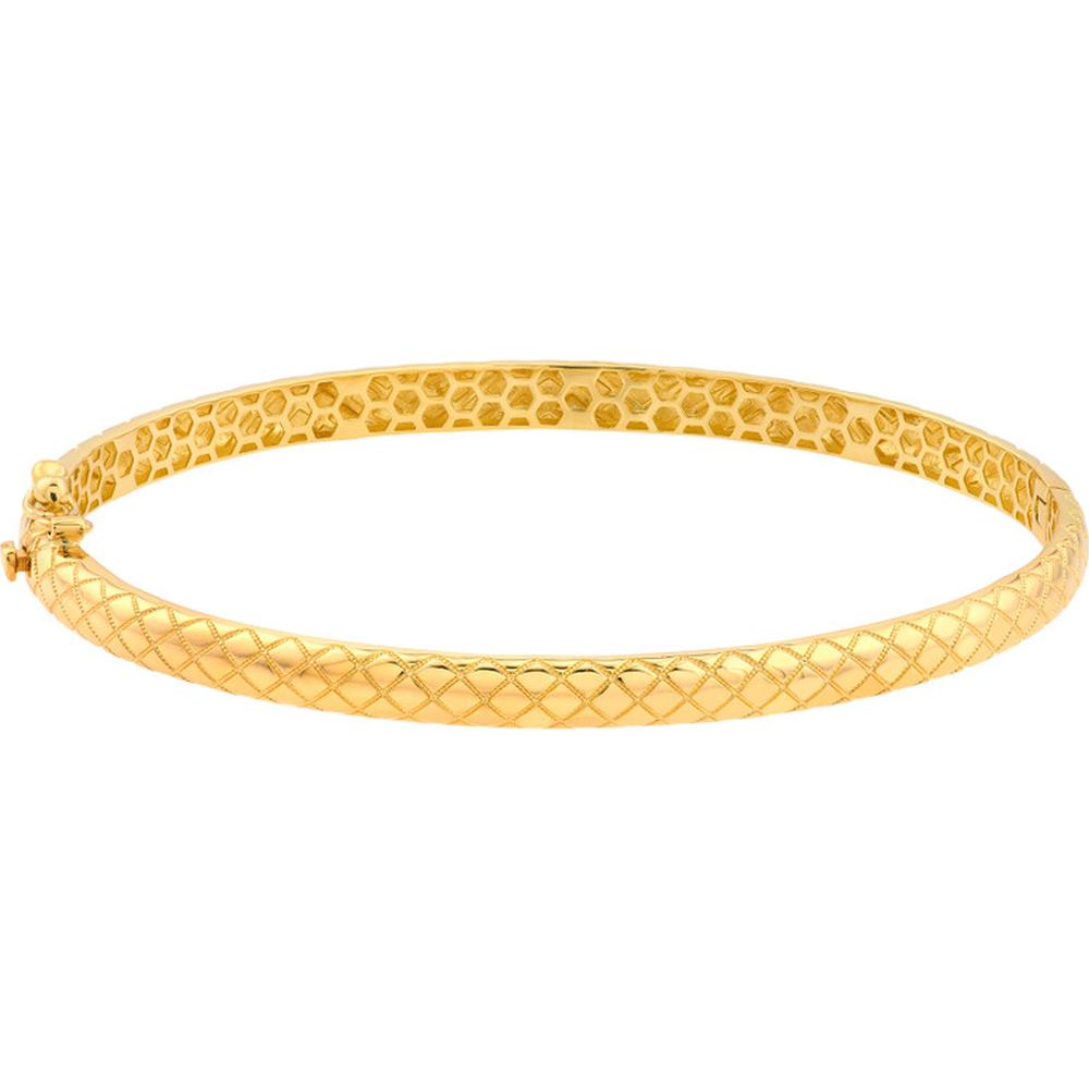 Olas d'Oro - 10K Yellow Gold Square Etched Bangle with Box Lock Closure - 6.50 Grams