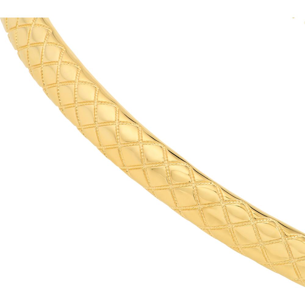 Olas d'Oro - 10K Yellow Gold Square Etched Bangle with Box Lock Closure - 6.50 Grams