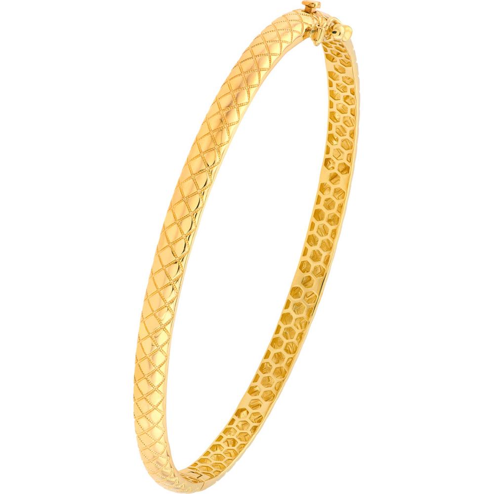 Olas d'Oro - 10K Yellow Gold Square Etched Bangle with Box Lock Closure - 6.50 Grams