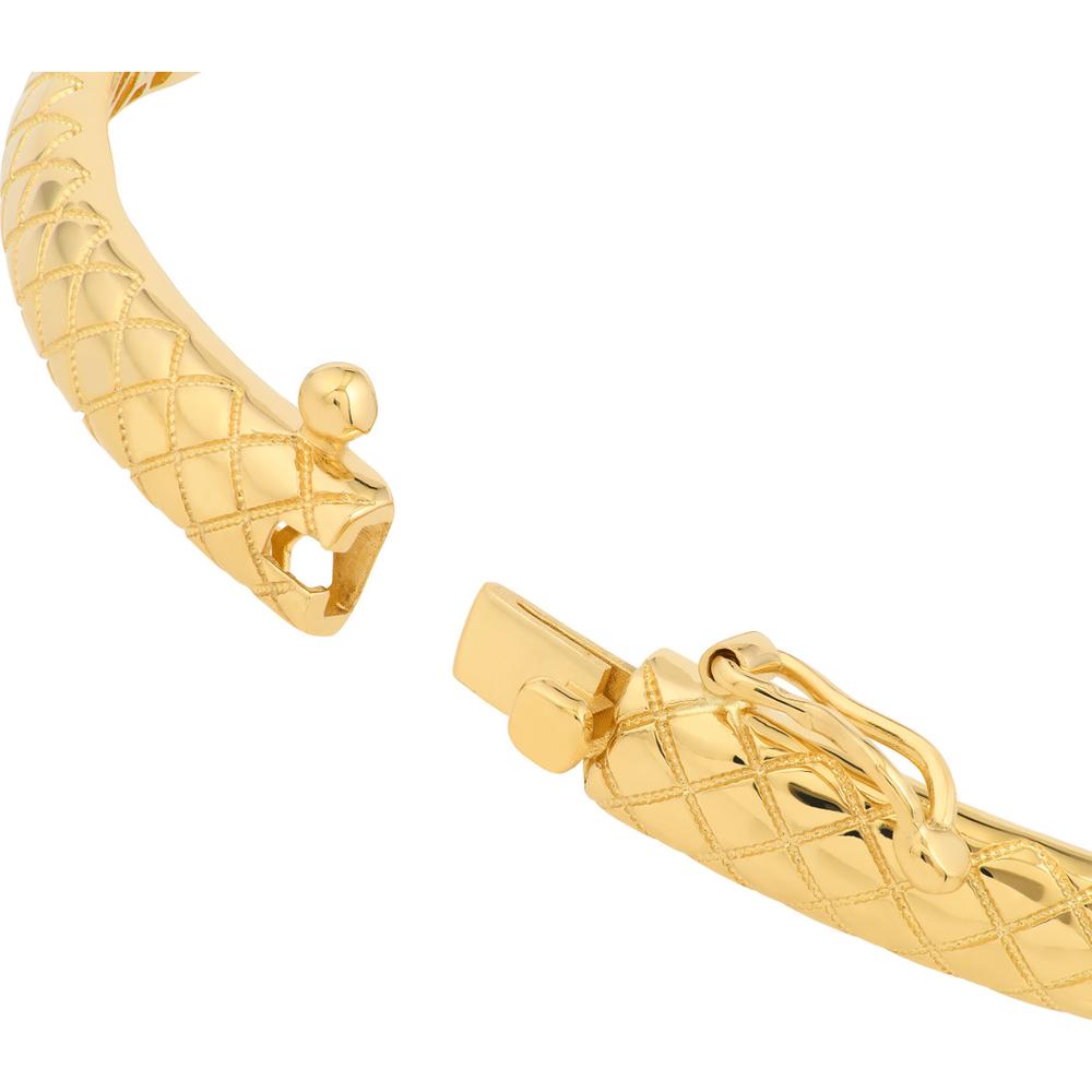 Olas d'Oro - 10K Yellow Gold Square Etched Bangle with Box Lock Closure - 6.50 Grams
