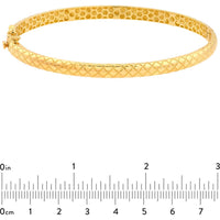Olas d'Oro - 10K Yellow Gold Square Etched Bangle with Box Lock Closure - 6.50 Grams