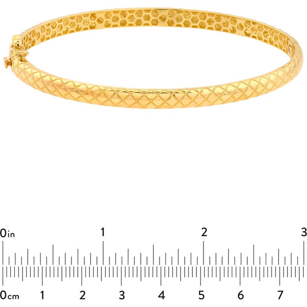Olas d'Oro - 10K Yellow Gold Square Etched Bangle with Box Lock Closure - 6.50 Grams