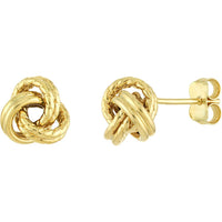 Olas d'Oro - 10K Yellow Gold Textured Love Knot Stud Earrings - 1.65 Grams