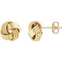 Olas d'Oro - 10K Yellow Gold Textured Triple Wire Love Knot Earrings