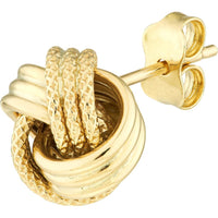 Olas d'Oro - 10K Yellow Gold Textured Triple Wire Love Knot Earrings