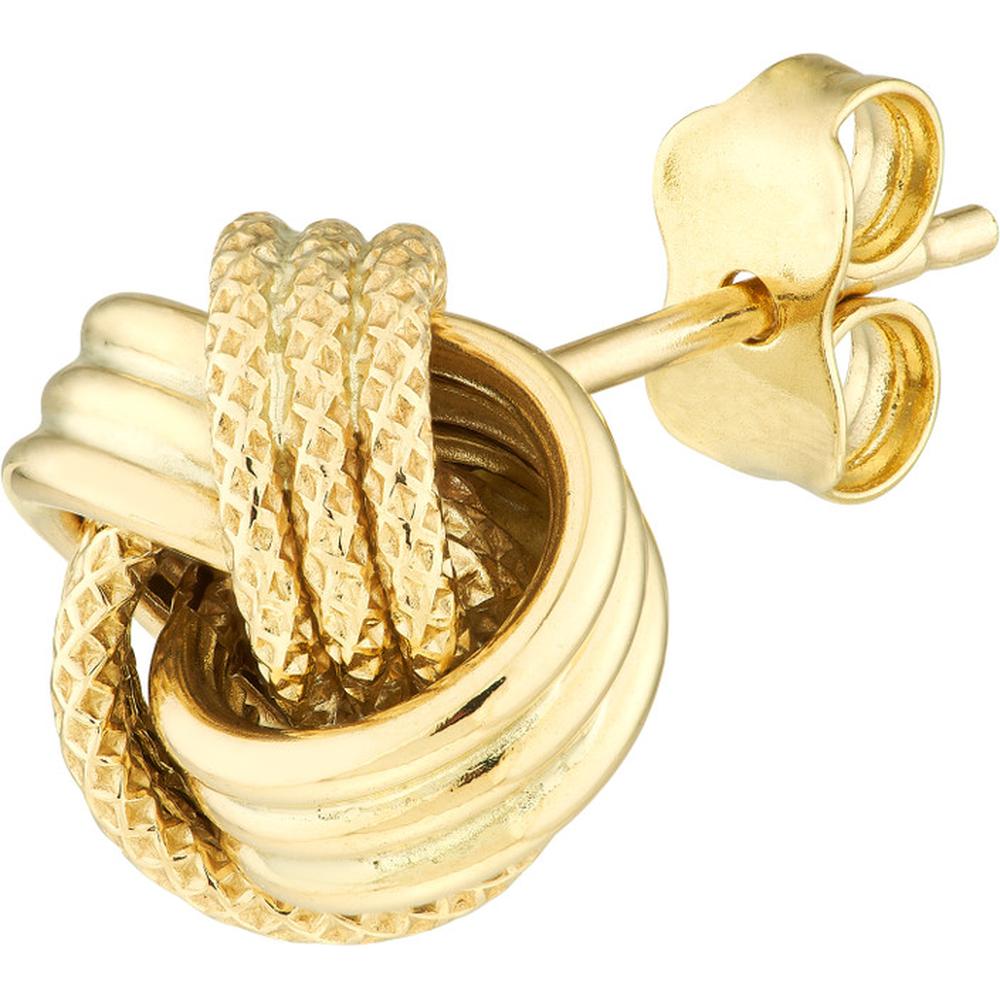 Olas d'Oro - 10K Yellow Gold Textured Triple Wire Love Knot Earrings