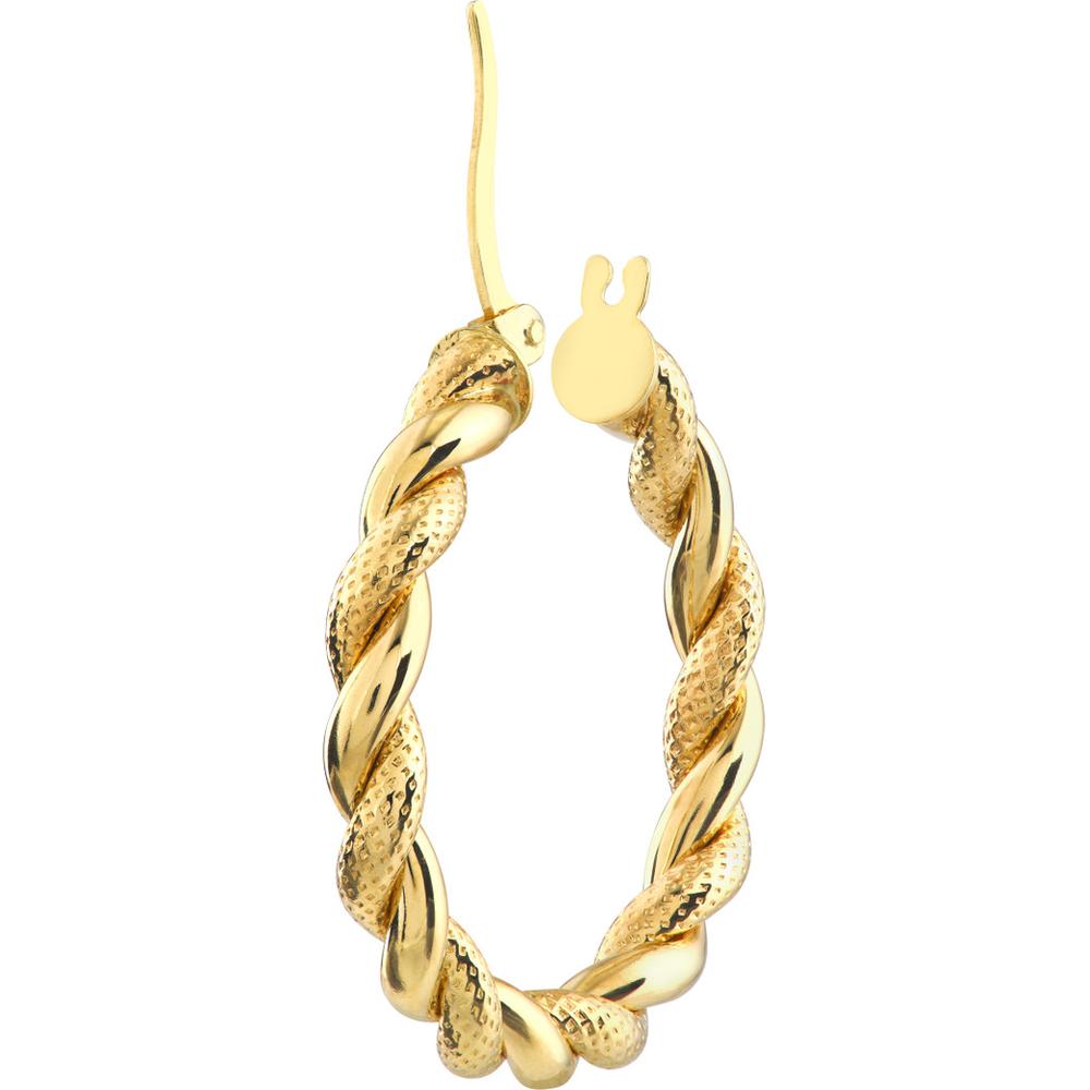 Olas d'Oro - 10K Yellow Gold Twist Pattern Round Hoop Earrings - 2.82 Grams Total Weight