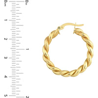 Olas d'Oro - 10K Yellow Gold Twist Pattern Round Hoop Earrings - 2.82 Grams Total Weight