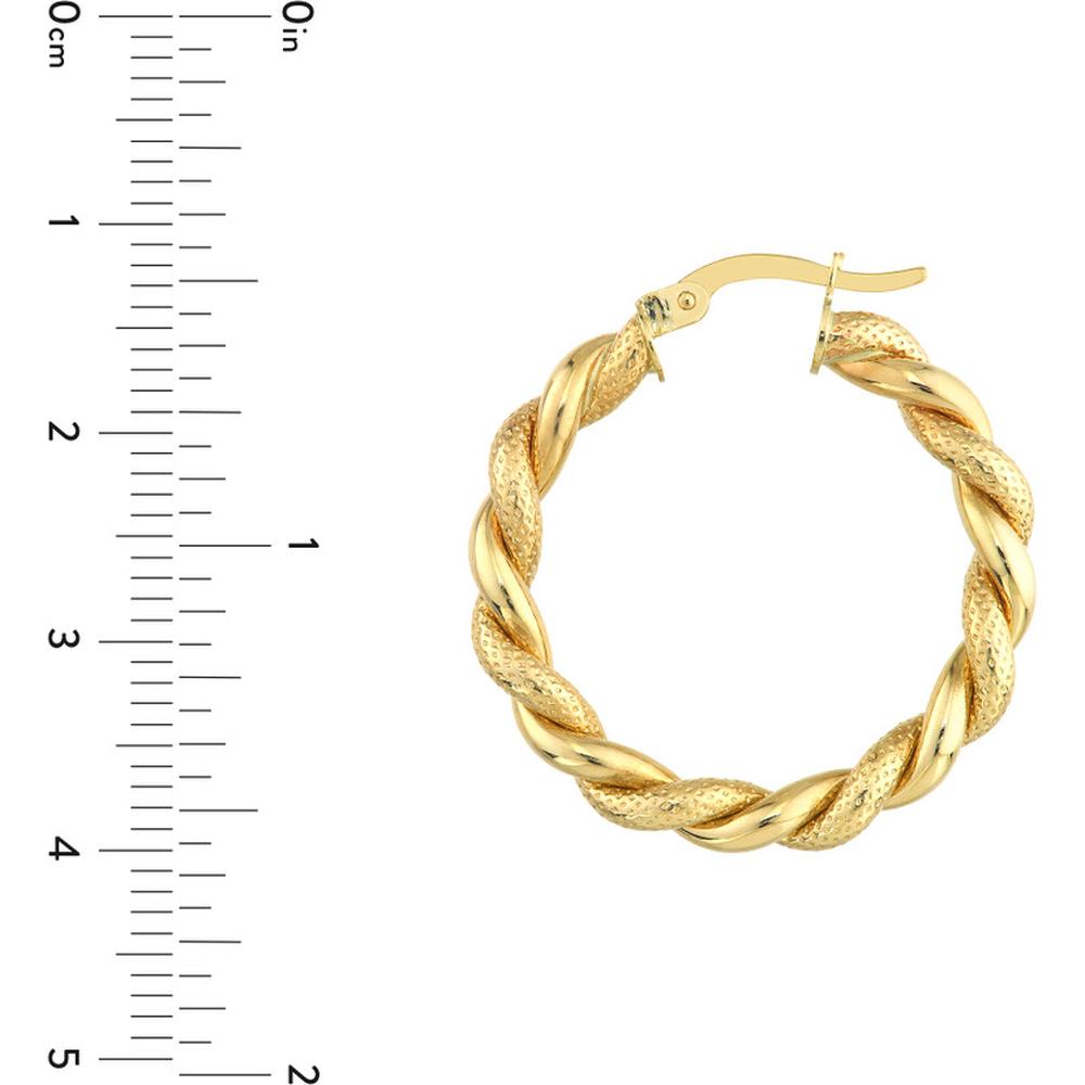 Olas d'Oro - 10K Yellow Gold Twist Pattern Round Hoop Earrings - 2.82 Grams Total Weight