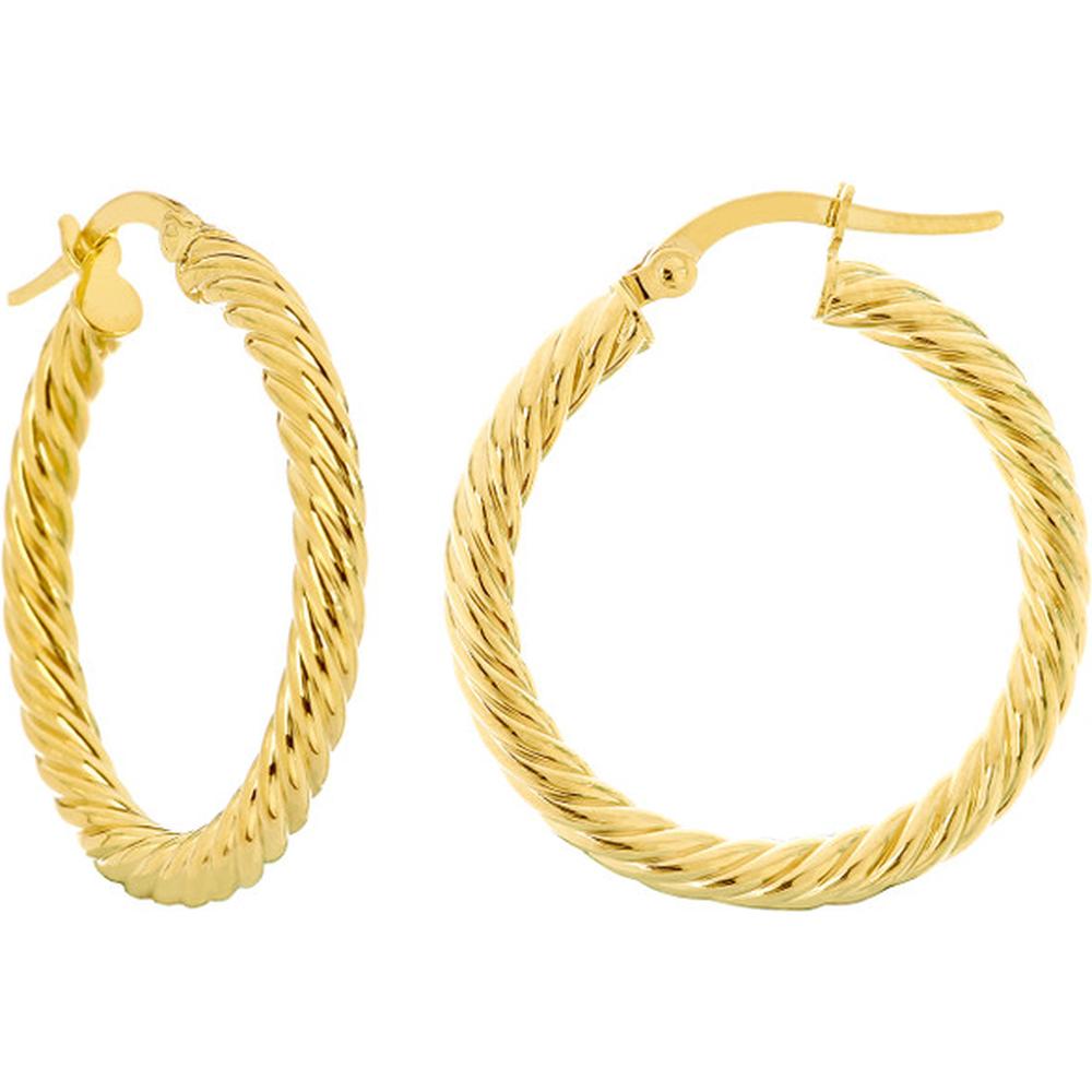 Olas d'Oro - 10K Yellow Gold Twisted Rope Hoop Earrings - 1.75 Grams Total Weight