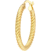 Olas d'Oro - 10K Yellow Gold Twisted Rope Hoop Earrings - 1.75 Grams Total Weight