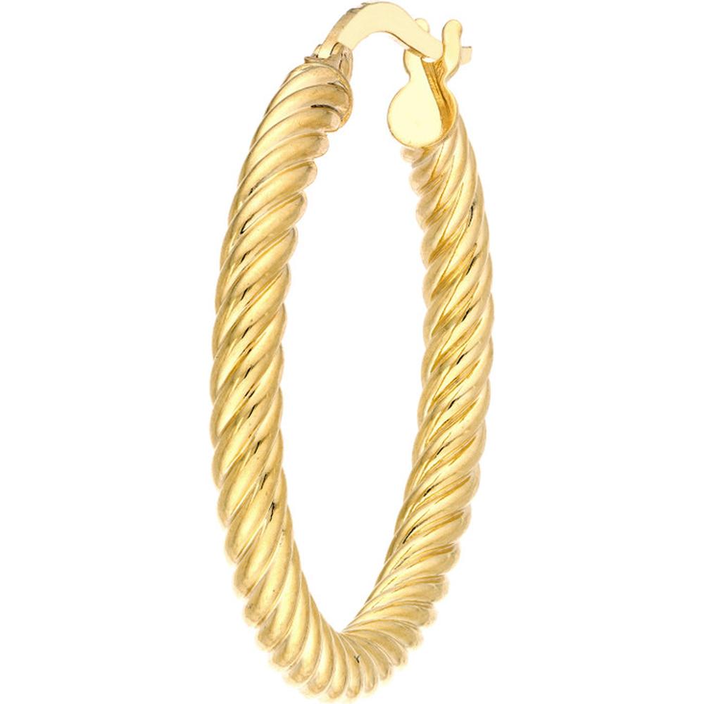 Olas d'Oro - 10K Yellow Gold Twisted Rope Hoop Earrings - 1.75 Grams Total Weight