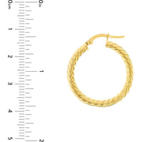 Olas d'Oro - 10K Yellow Gold Twisted Rope Hoop Earrings - 1.75 Grams Total Weight