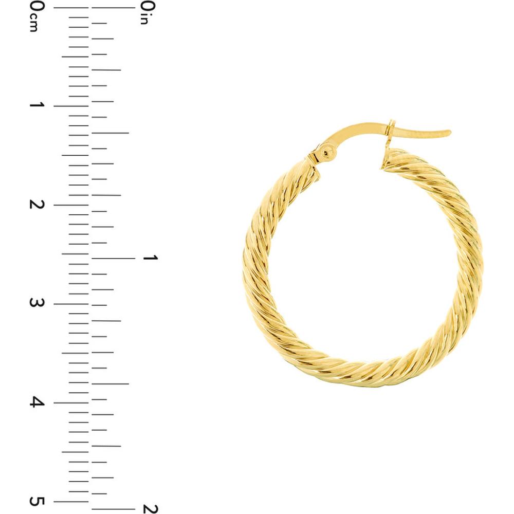 Olas d'Oro - 10K Yellow Gold Twisted Rope Hoop Earrings - 1.75 Grams Total Weight