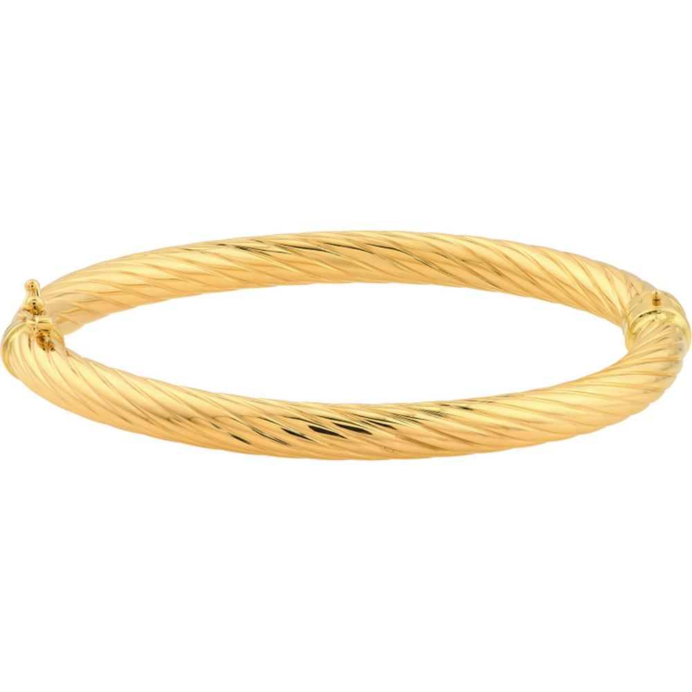 Olas d'Oro - 10K Yellow Gold Twisted Tube Bangle Bracelet - 5.50 Grams Total Weight