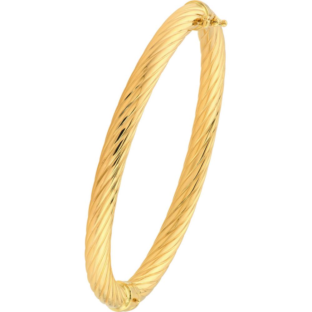 Olas d'Oro - 10K Yellow Gold Twisted Tube Bangle Bracelet - 5.50 Grams Total Weight
