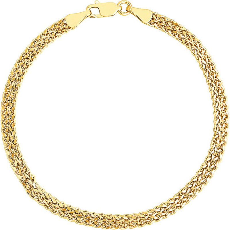 Olas d'Oro - 10K Yellow Gold Two-Row Wheat Chain Bracelet - 2.93 Grams
