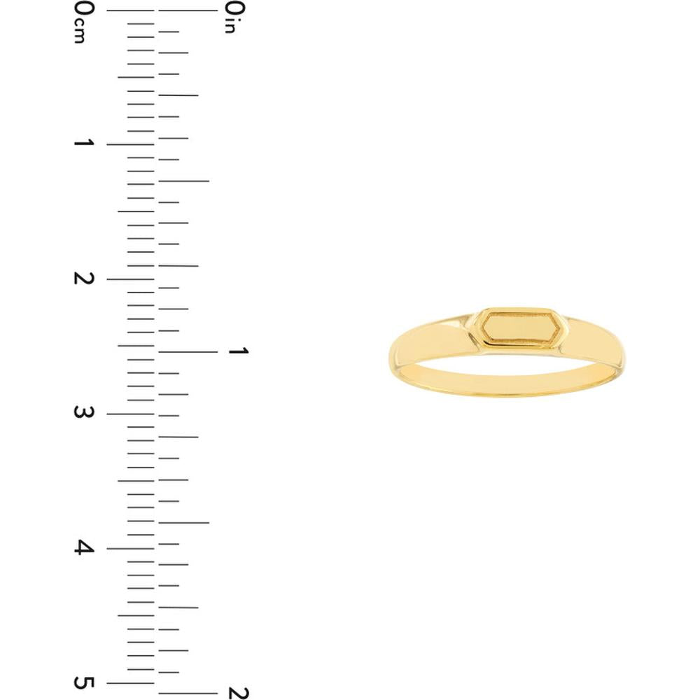 Olas d'Oro - 14K Gold Mini Hexagon Bar Signet Ring - Size 6 - Elegant and Customizable Signet Ring