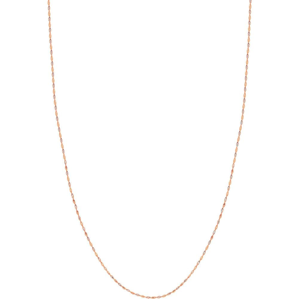 Olas d'Oro - 14K Rose and White Gold Dorica Chain Necklace  16" with Lobster Clasp  1.35mm Wide
