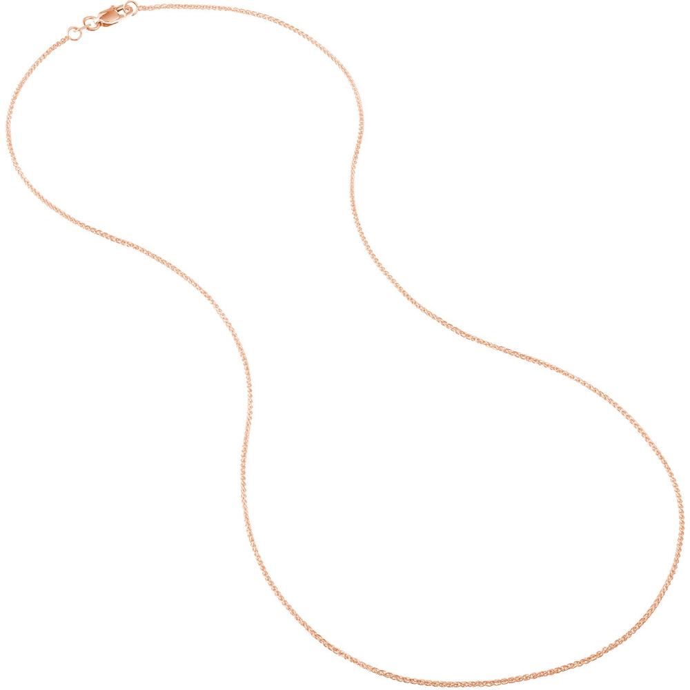 Olas d'Oro - 14K Rose Gold 1.05mm Wheat Chain Necklace with Lobster Lock - 24 inches