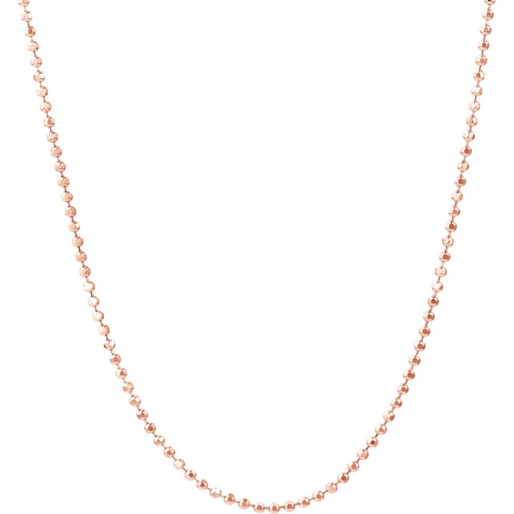 Olas d'Oro - 14K Rose Gold 1.15mm Diamond-Cut Bead Chain with Lobster Lock - 18" Length