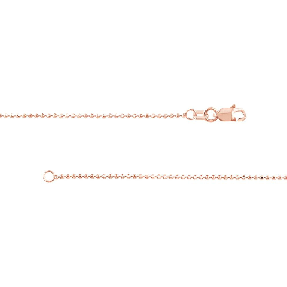 Olas d'Oro - 14K Rose Gold 1.15mm Diamond-Cut Bead Chain with Lobster Lock - 18" Length