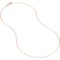 Olas d'Oro - 14K Rose Gold 1.30mm Paper Clip Chain Necklace with Pear Shape Lobster Lock - 20" Length