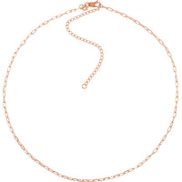 Olas d'Oro - 14K Rose Gold 1.7mm Paper Clip Choker Chain - Adjustable Length 13-16 Inches