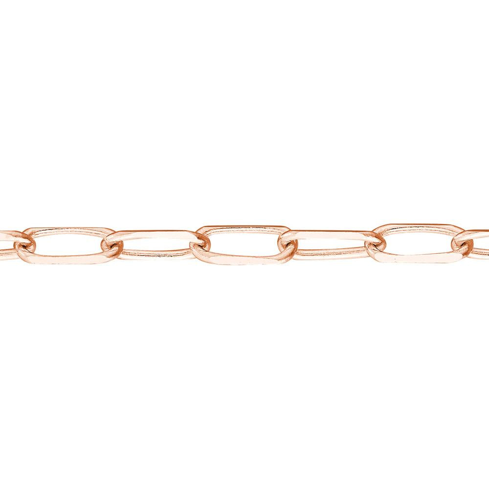 Olas d'Oro - 14K Rose Gold 1.7mm Paper Clip Choker Chain - Adjustable Length 13-16 Inches