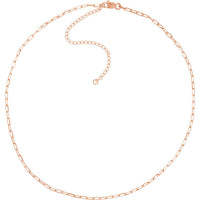 Olas d'Oro - 14K Rose Gold 1.95mm Paper Clip Choker Chain - Adjustable 13-16" Length