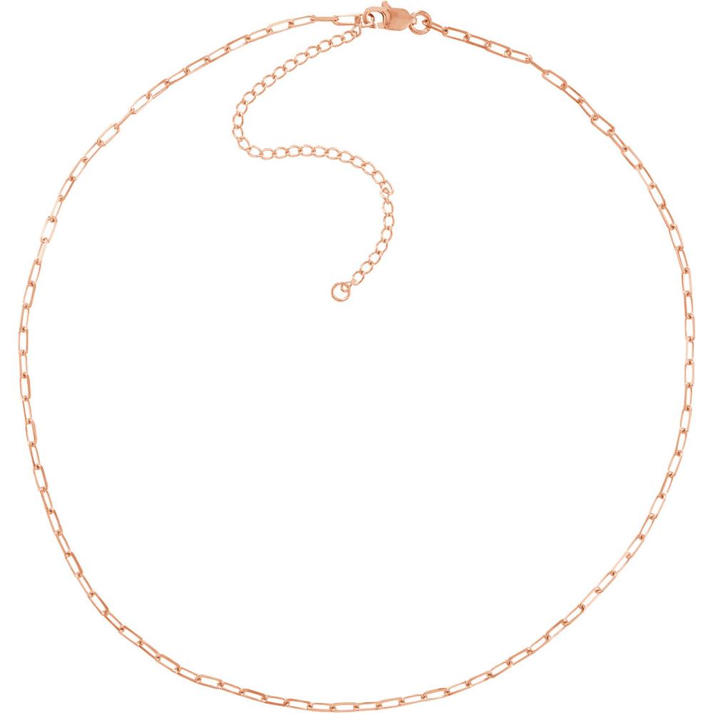 Olas d'Oro - 14K Rose Gold 1.95mm Paper Clip Choker Chain - Adjustable 13-16" Length