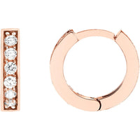 Olas d'Oro - 14K Rose Gold 10mm Diamond Hoop Earrings with Pave Set Diamonds - 0.15 Carat Total Diamond Weight