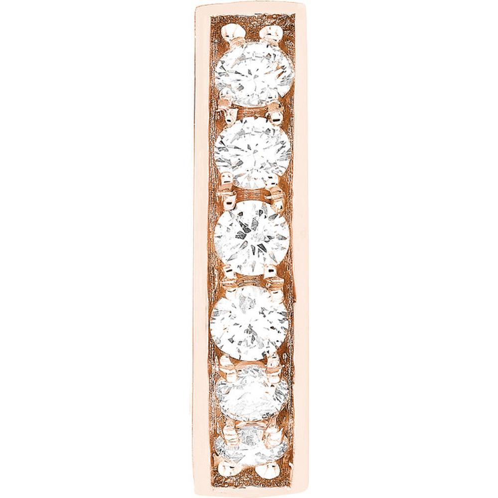 Olas d'Oro - 14K Rose Gold 10mm Diamond Hoop Earrings with Pave Set Diamonds - 0.15 Carat Total Diamond Weight
