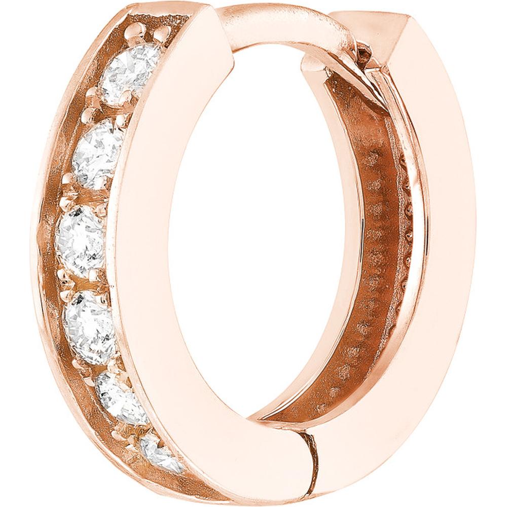 Olas d'Oro - 14K Rose Gold 10mm Diamond Hoop Earrings with Pave Set Diamonds - 0.15 Carat Total Diamond Weight