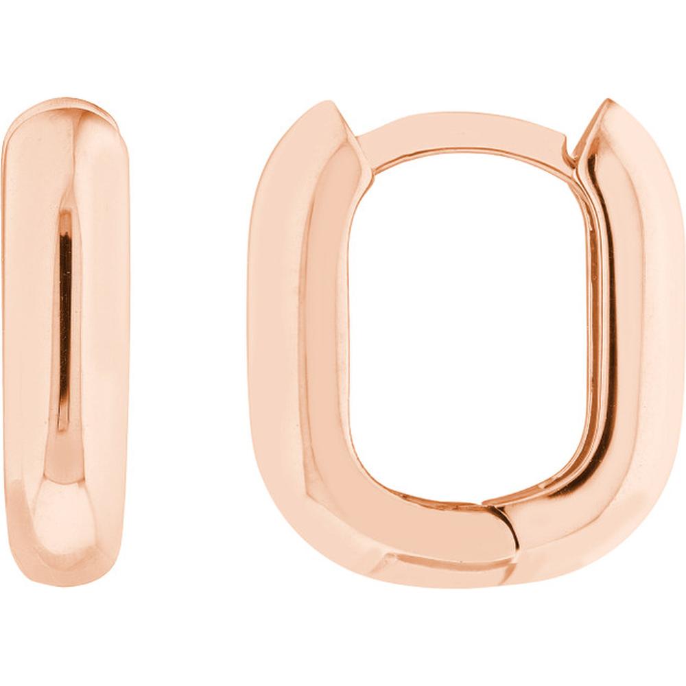 Olas d'Oro - 14K Rose Gold 12mm Oblong Polished Mini Hoops - 2.80 Grams Weight