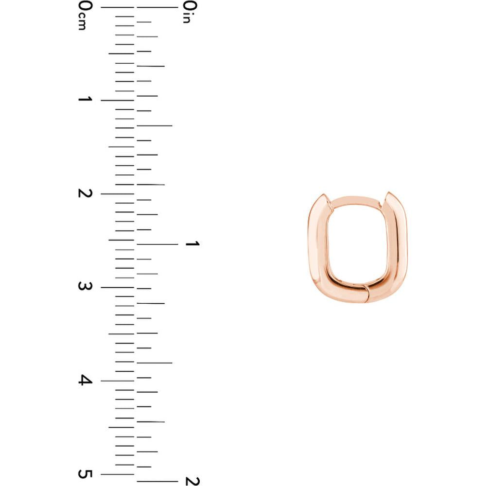 Olas d'Oro - 14K Rose Gold 12mm Oblong Polished Mini Hoops - 2.80 Grams Weight