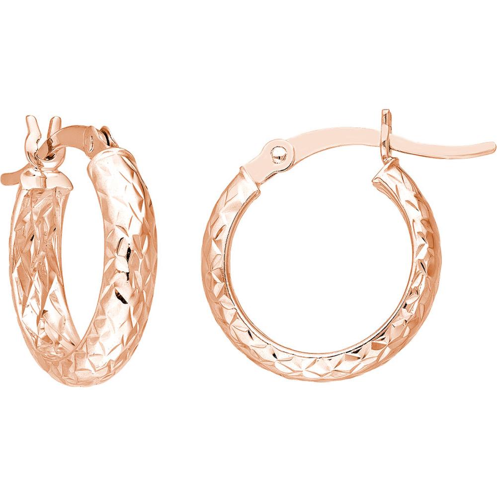 Olas d'Oro - 14K Rose Gold 15mm Diamond-Cut Small Hoop Earrings