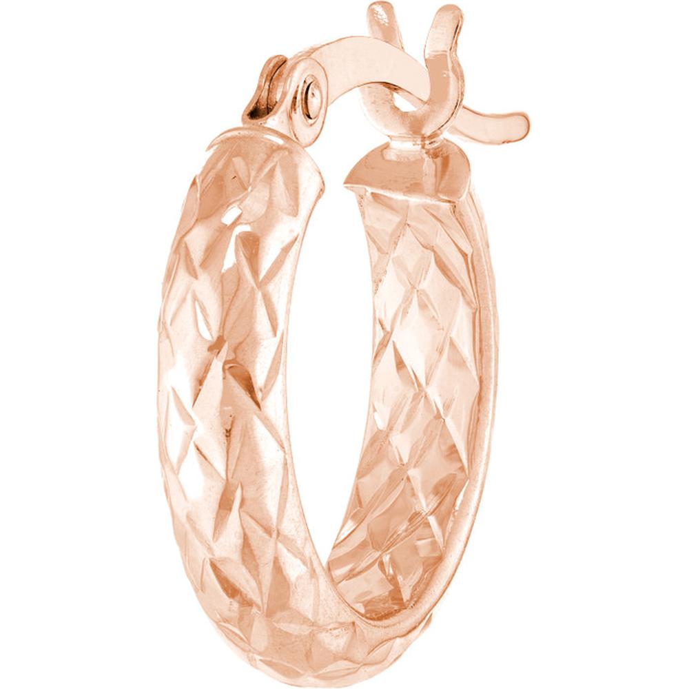 Olas d'Oro - 14K Rose Gold 15mm Diamond-Cut Small Hoop Earrings