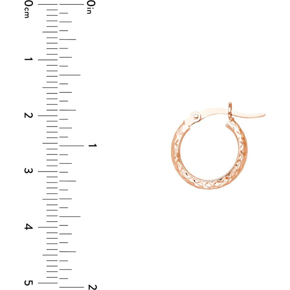 Olas d'Oro - 14K Rose Gold 15mm Diamond-Cut Small Hoop Earrings